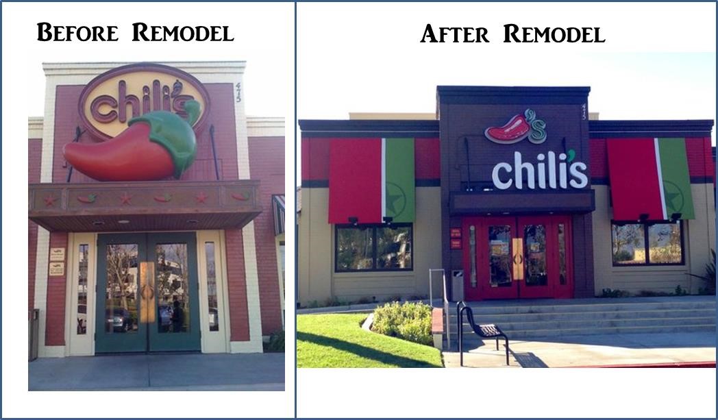 Before and after picture's of Chili's store remodelling initiative.