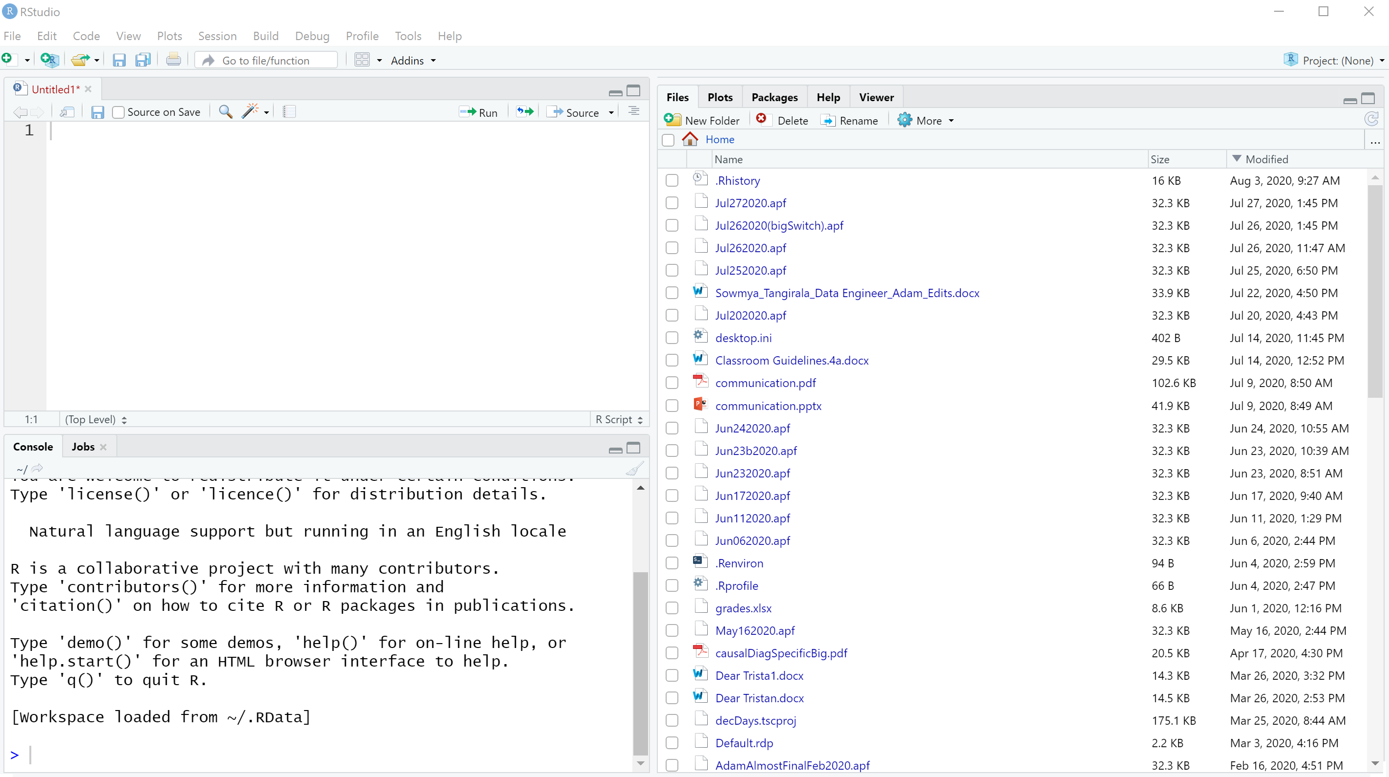 The RStudio user interface.