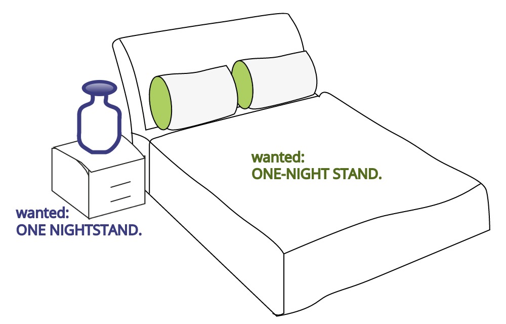 Grammar helps to convey meaning efficiently.  Humorously, this cartoon compares the grammatical implications of spacing and hyphens.  A one-night stand is suggestive of a short romantic encounter whereas a nightstand is simply a bedside table.